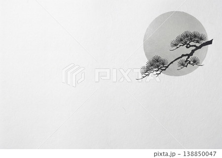 和風背景素材 丸窓 松の枝 和風背景素材 丸窓 松の枝 138850047
