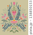 Vector Folk Nordic art posters template with animals and plants. Hares in the forest. Modern trendy minimal style. Hand drawn design for wall decor, print, postcard, cover, banner 138850153