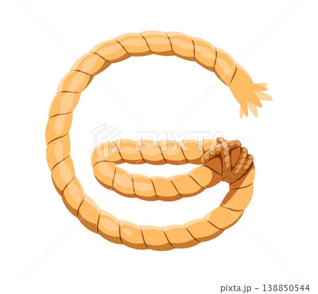 Pirate font cartoon rope loop letter G. Pirate marine sailing font letter, treasure hunt typeset vector sign. Piracy nautical cartoon type element or symbol with sail vessel mooring rope 138850544