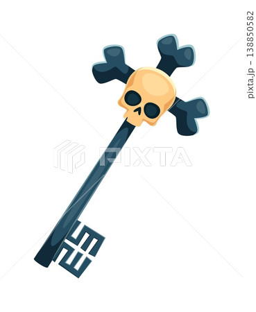 Pirate font treasure chest key punctuation slash. Corsair treasure hunt alphabet type punctuation mark, piracy maritime font vector special symbol. Pirate typeset element with skull on ancient key 138850582