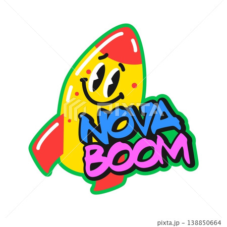 Rocket bomb and explosion retro Y2K sticker or patch. Explosive isolated retro Y2K vector sticker, bomb hippie tag. TNT rocket funny character and funky typography patch or label Rocket bomb and explosion retro Y2K sticker or patch. Explosive isolated retro Y2K vector sticker, bomb hippie tag. TNT rocket funny character and funky typography patch or label 138850664