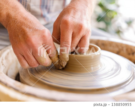 布に幾何学的な和柄を染め抜く日本の型染め 138850955