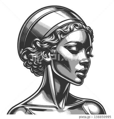 Liquid Metal Woman Portrait in Melting Style 138850995