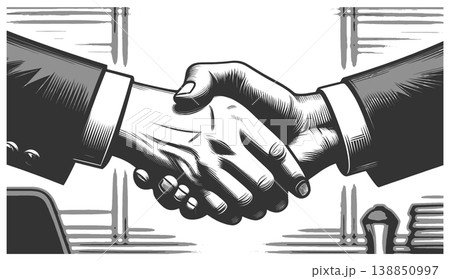 Two Businessmen Shaking Hands in Agreement 138850997