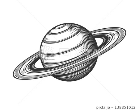 Engraved Saturn Planet with Rings Illustration Engraved Saturn Planet with Rings Illustration 138851012