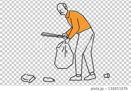 ゴミ拾いをするおじいさん 138851876