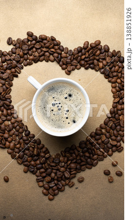 Vertical coffee love composition with cup 138851926