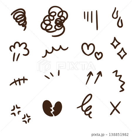 手描きのかわいい感情アイコンのイラスト素材セット 手描きのかわいい感情アイコンのイラスト素材セット 138851982