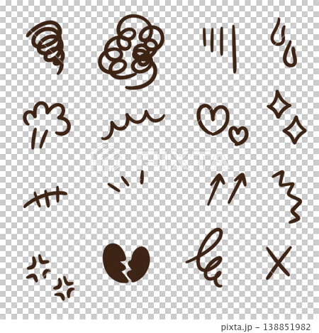 手描きのかわいい感情アイコンのイラスト素材セット 手描きのかわいい感情アイコンのイラスト素材セット 138851982