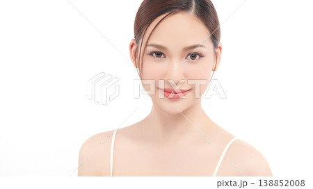 A beautiful young Asian woman with clean, fresh skin against a white background. Skincare, facial treatment, cosmetology, beauty, and spa. An elegant portrait of an Asian woman. A beautiful young Asian woman with clean, fresh skin against a white background. Skincare, facial treatment, cosmetology, beauty, and spa. An elegant portrait of an Asian woman. 138852008