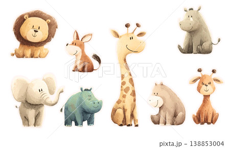 動物園の動物セットイラスト 138853004
