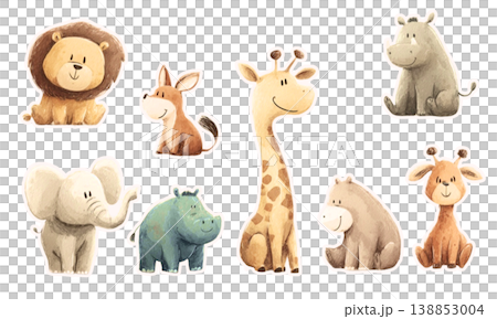 動物園の動物セットイラスト 138853004