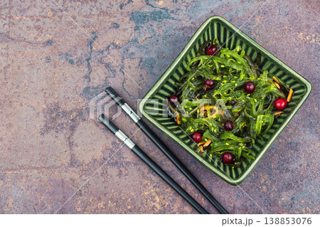 Healthy Green Salad with Seaweed and Cranberries 138853076