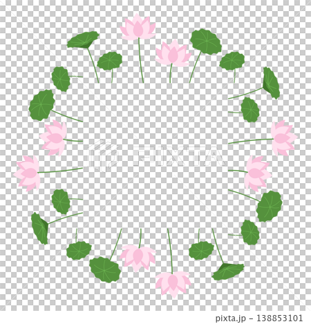 蓮の花の円形フレーム 蓮の花の円形フレーム 138853101
