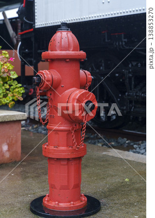 Fire Hydrant Installed on Wet Urban City Street Fire Hydrant Installed on Wet Urban City Street 138853270
