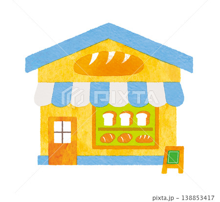 かわいい手描き風パン屋さんの外観イラスト 138853417