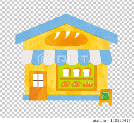 かわいい手描き風パン屋さんの外観イラスト 138853417