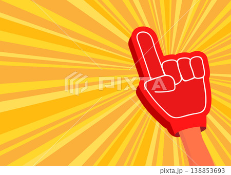 Red Foam Finger Number One Fan on Sunburst Stock Illustration. 138853693