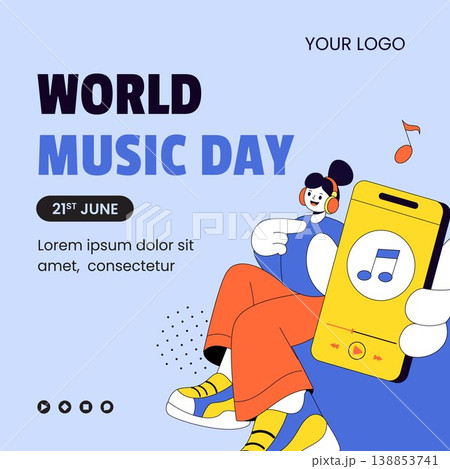 Flat Cartoon Hand Drawn Illustration Background World Music Day Social Media Flat Cartoon Hand Drawn Illustration Background World Music Day Social Media 138853741