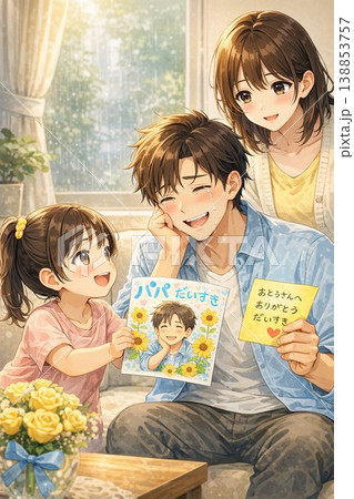 父の日にプレゼントをする娘 138853757