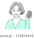 スマホを操作して笑顔な中年女性 138854438