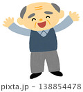 ゆるくてかわいいデフォルメおじいちゃんのイラスト 138854478