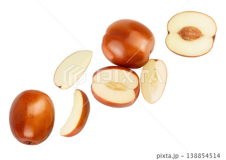 jujube or chinese date isolated on white background . Top view with copy space for your text. Flat lay jujube or chinese date isolated on white background . Top view with copy space for your text. Flat lay 138854514