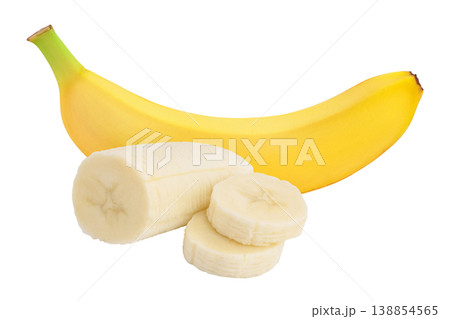 banana with pieces isolated on white background with full depth of field. 138854565