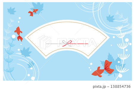 夏のお中元をイメージした爽やかな和風背景フレーム素材 138854736