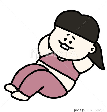 腹筋運動に苦戦するダイエット中の若い女性 ヨガウェア 背景透過 腹筋運動に苦戦するダイエット中の若い女性 ヨガウェア 背景透過 138854739