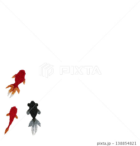 【金魚フレーム】手刺繍イラスト素材 【金魚フレーム】手刺繍イラスト素材 138854821