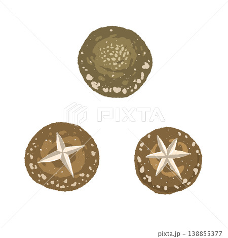 2つの飾り切り椎茸のイラスト 138855377