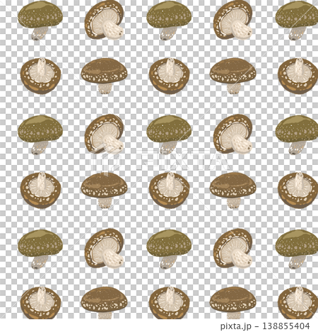 Seamless Shiitake Mushroom Pattern Background (Front and Back Mix) 138855404