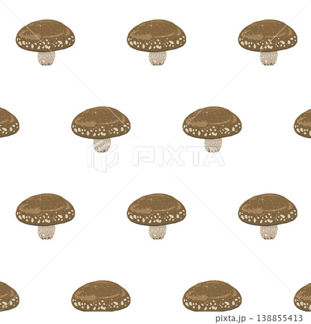 椎茸のシームレスパターン背景イラスト（横長・整列配置） 138855413