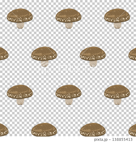 椎茸のシームレスパターン背景イラスト（横長・整列配置） 138855413
