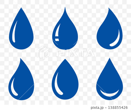 Water drops, falling droplets set icons Water drops, falling droplets set icons 138855426