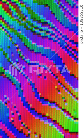 Glitch Art Pattern with Neon Colors for Retro 80s, Pixel Aesthetic Glitch Art Pattern with Neon Colors for Retro 80s, Pixel Aesthetic 138855510