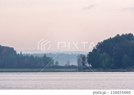 Blue lake with cloudy sky, natural background 138855660