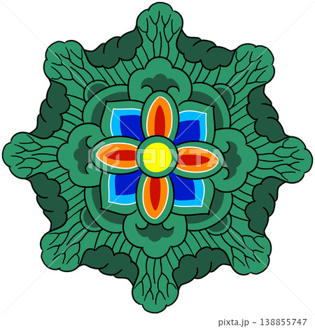 This is an illustration of Dancheong, a traditional Korean pattern. This is an illustration of Dancheong, a traditional Korean pattern. 138855747