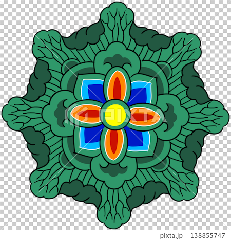 This is an illustration of Dancheong, a traditional Korean pattern. This is an illustration of Dancheong, a traditional Korean pattern. 138855747