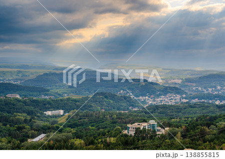 View of the mountains and Kislovodsk from the observation decks of the Kislovodsk Park 138855815