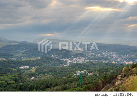 View of Kislovodsk Park and the cable car from the mountain 138855840