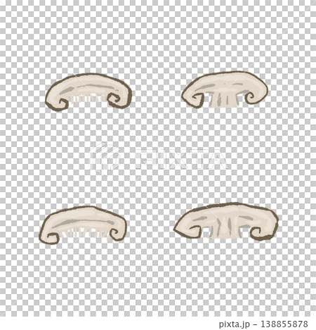 半分にカットしたシイタケのセット 138855878