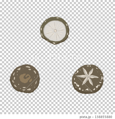 Shiitake mushroom set (top view, decorative cuts) 138855880