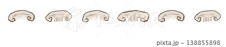 半分カットのシイタケのライン装飾・飾り罫 138855898