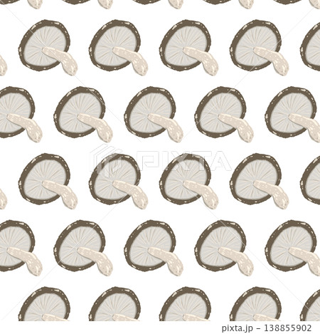 椎茸のシームレスパターン背景イラスト（裏側・ヒダ） 138855902
