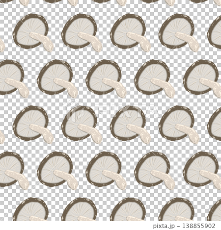 椎茸のシームレスパターン背景イラスト（裏側・ヒダ） 138855902