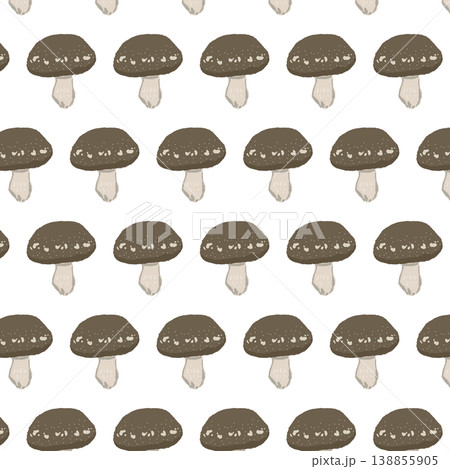 椎茸のシームレスパターン背景イラスト（右向き・互い違い） 138855905
