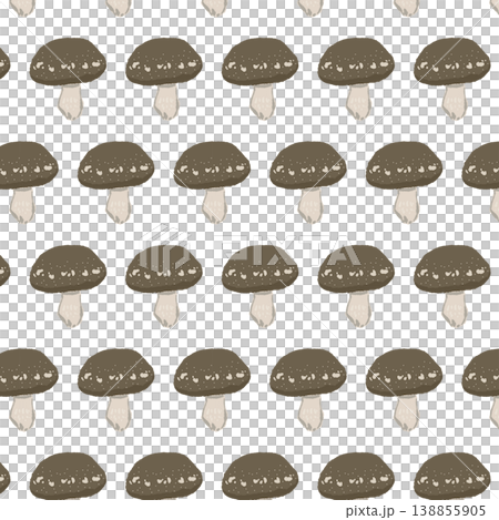 椎茸のシームレスパターン背景イラスト（右向き・互い違い） 138855905