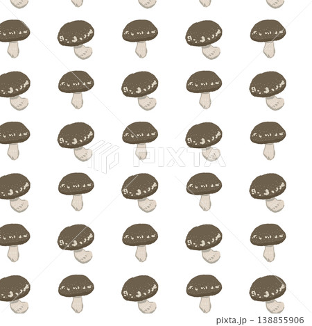 椎茸のシームレスパターン背景イラスト（小さめ・密集配置） 138855906